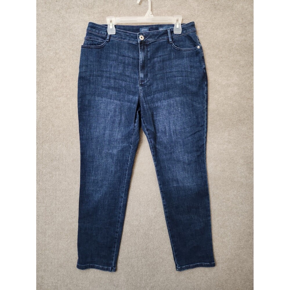 J Jill Curvy Fit Slim Leg Jeans Womens 14 Blue Dark Wash Stretch NEW